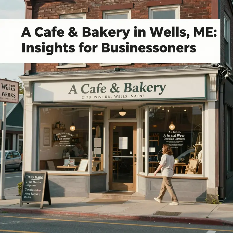 The exterior of A Cafe & Bakery at 2178 Post Rd in Wells, ME showcasing its inviting presence.