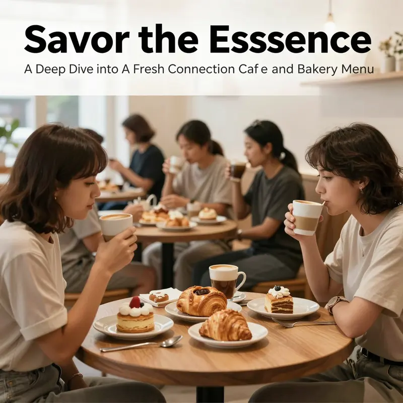 A vibrant cafe setting with patrons enjoying coffee and pastries in a cozy, welcoming atmosphere.