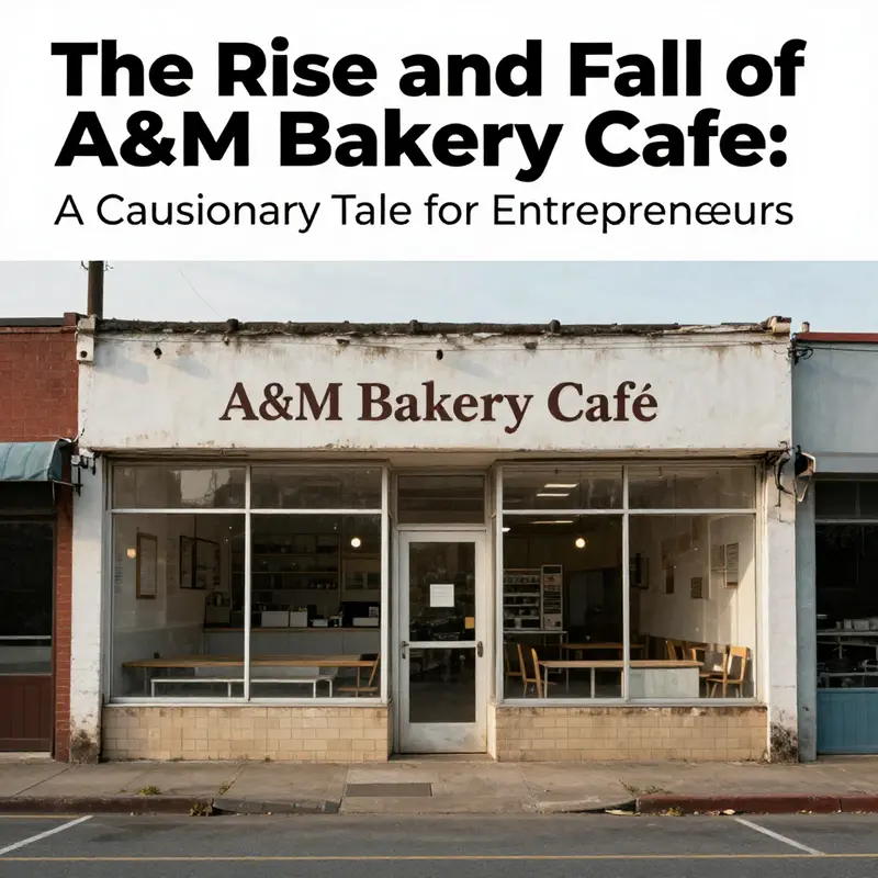 A nostalgic scene showcasing the interior of the closed A&M Bakery Cafe, empty tables hinting at its past vibrancy and community connection.