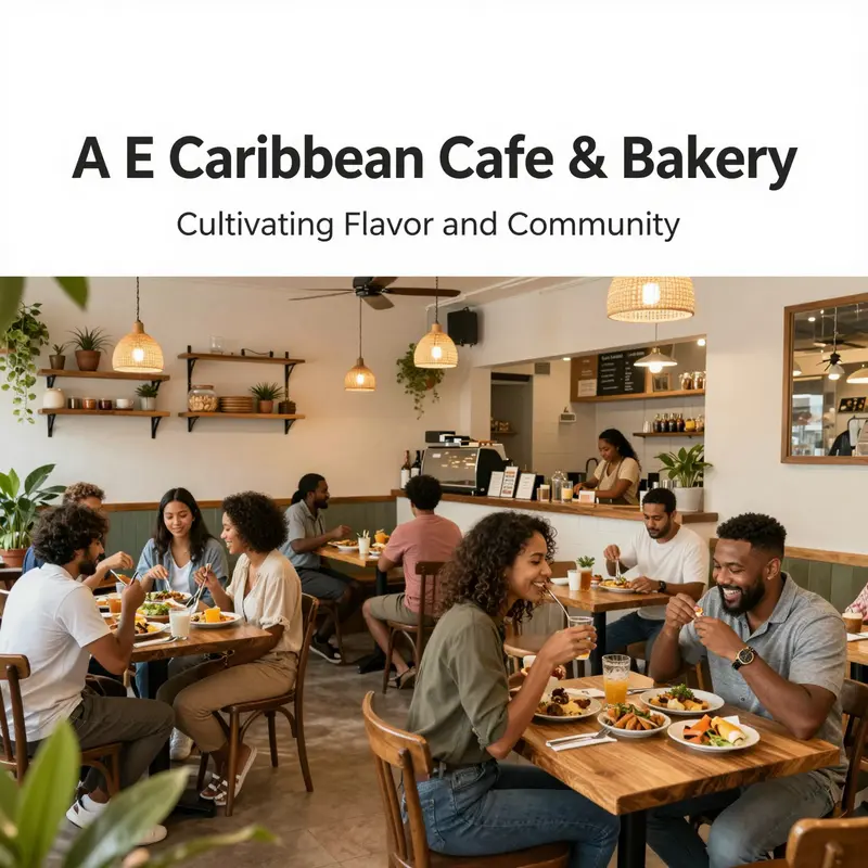 A stunning display of vibrant Caribbean dishes and fresh pastries from A E Caribbean Cafe & Bakery.