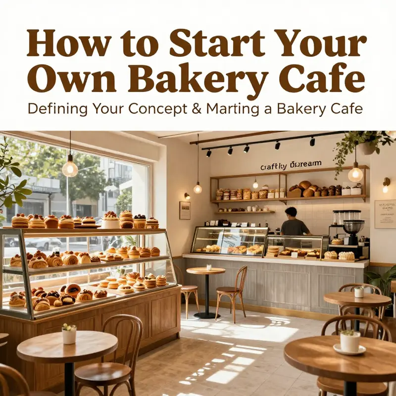 Conceptual illustration of a bakery cafe that represents creativity and warmth.