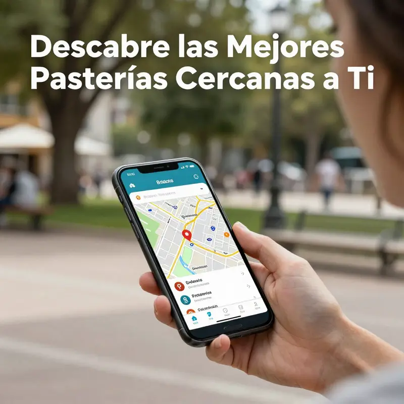 Usando mapas digitales para localizar pastelerías cercanas.