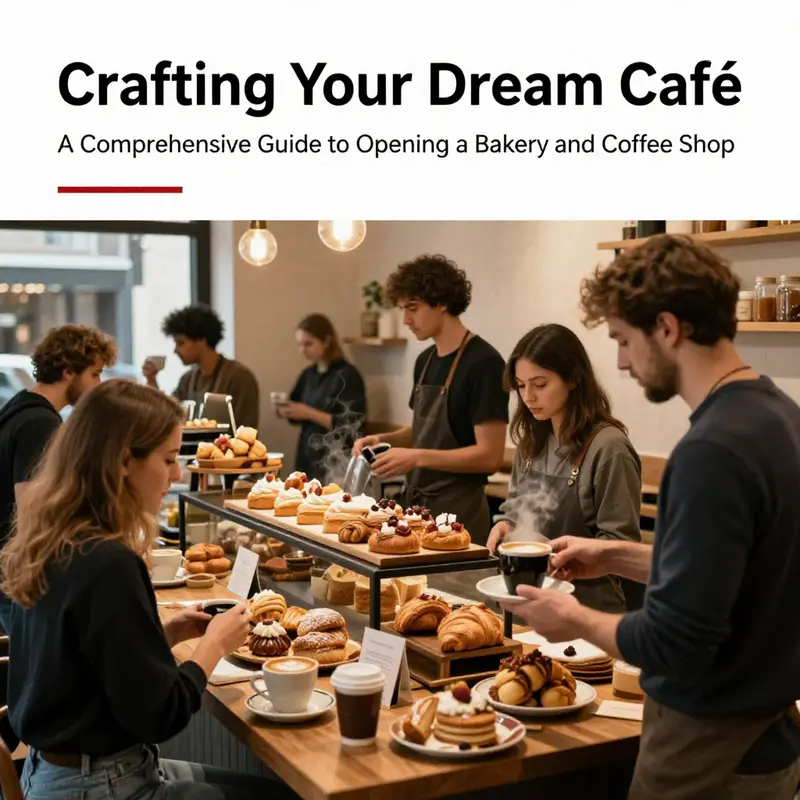 A bustling café scene with customers enjoying fresh pastries and coffee, highlighting a vibrant café and bakery environment.