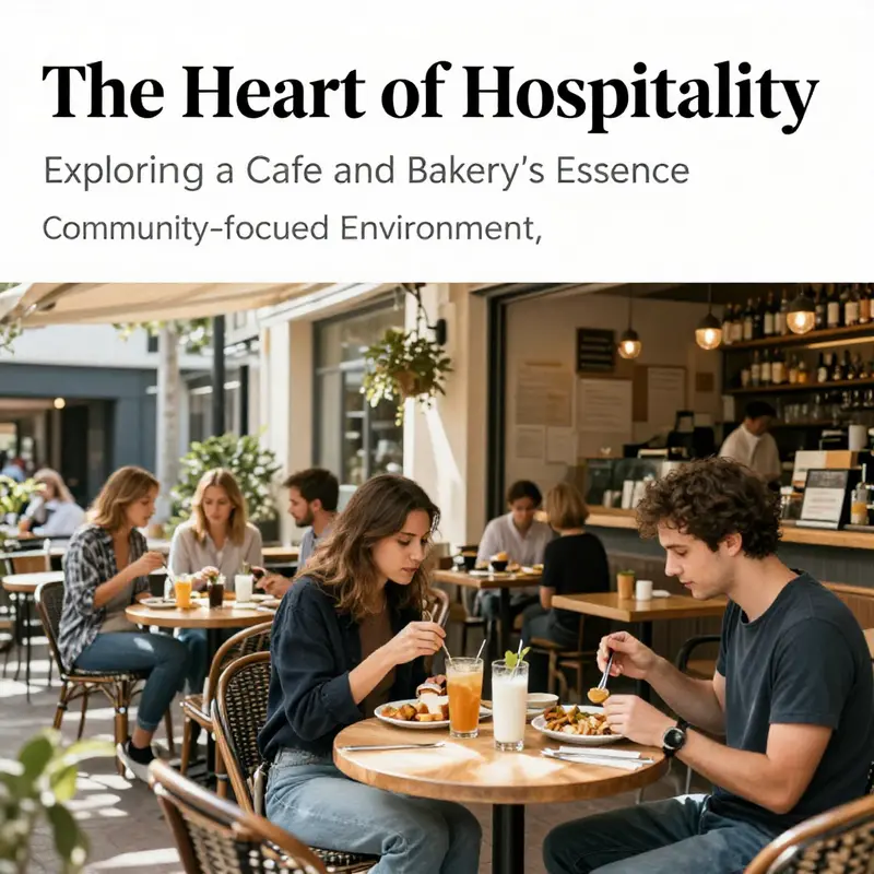 Outdoor view of a busy cafe with customers sitting at tables, enjoying meals in a vibrant ambiance.