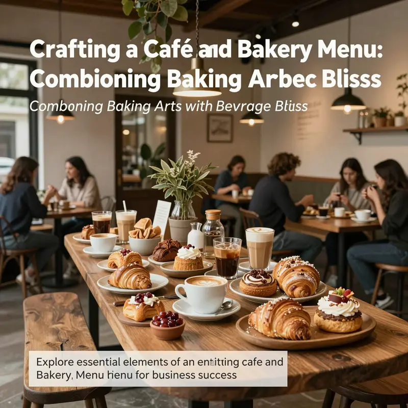 A warm café atmosphere with an arranged table of baked items and coffee, emphasizing the inviting nature of a bakery.