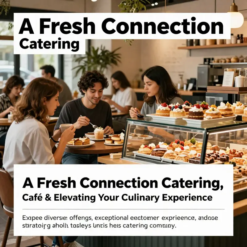 A dynamic café scene at A Fresh Connection Catering, filled with happy customers enjoying delicious meals in a welcoming setting.