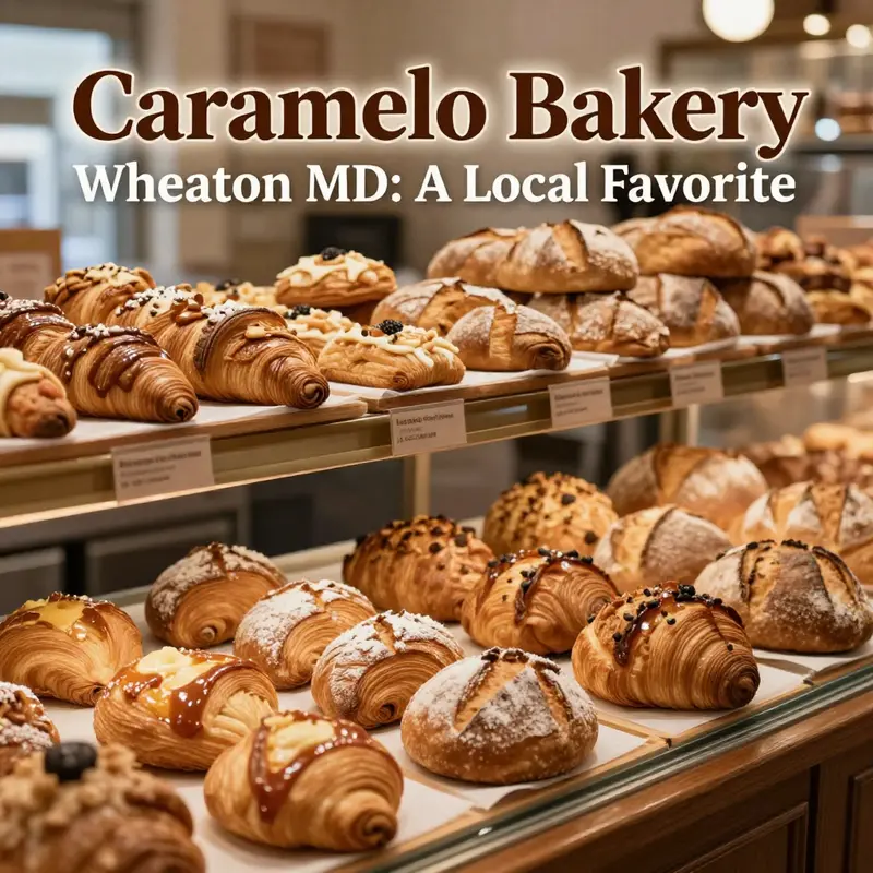 An inviting display of delicate pastries and bread at Caramelo Bakery.