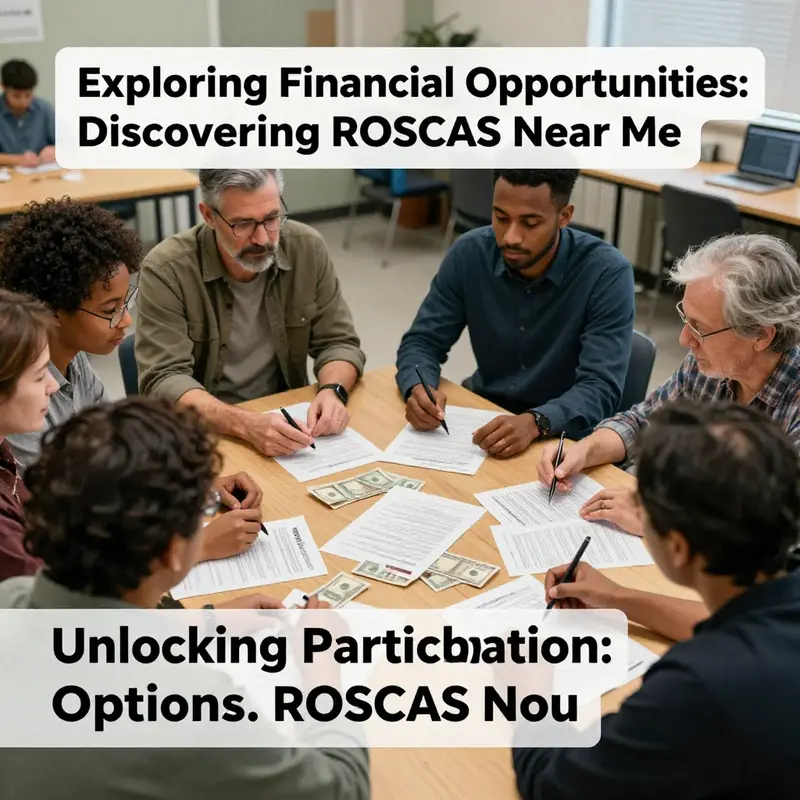 A community gathering showcasing members actively participating in ROSCA financial contributions.