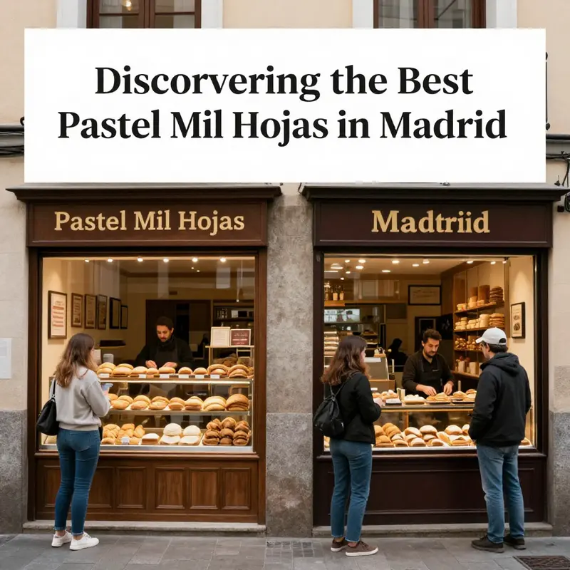 An enticing selection of pastel mil hojas, highlighting the variety of options available in Madrid.