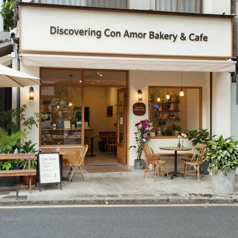 Con Amor Bakery & Cafe’s inviting exterior highlights its charm and local community presence.