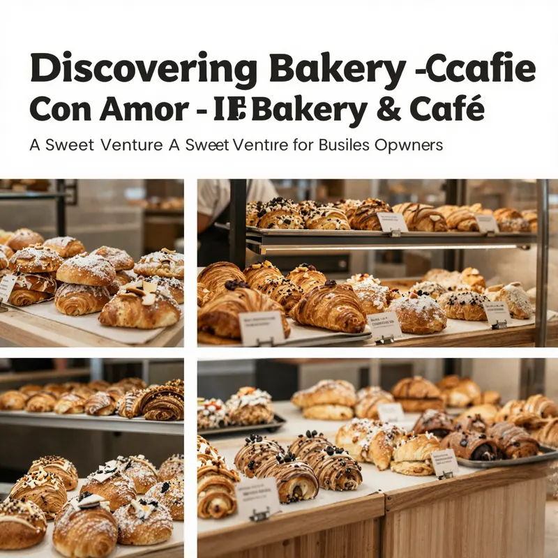 A colorful montage depicting the irresistible pastries and cozy environment of Con Amor Bakery & Cafe.