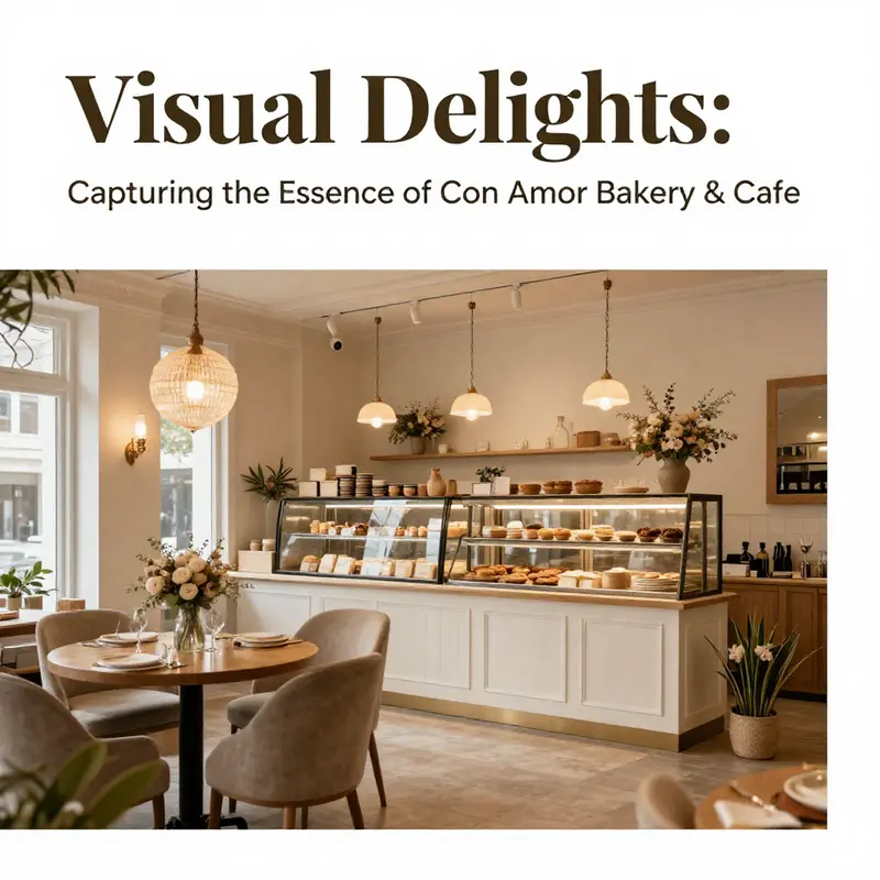 A selection of artistic pastries and beverages, highlighting the culinary artistry at Con Amor Bakery.