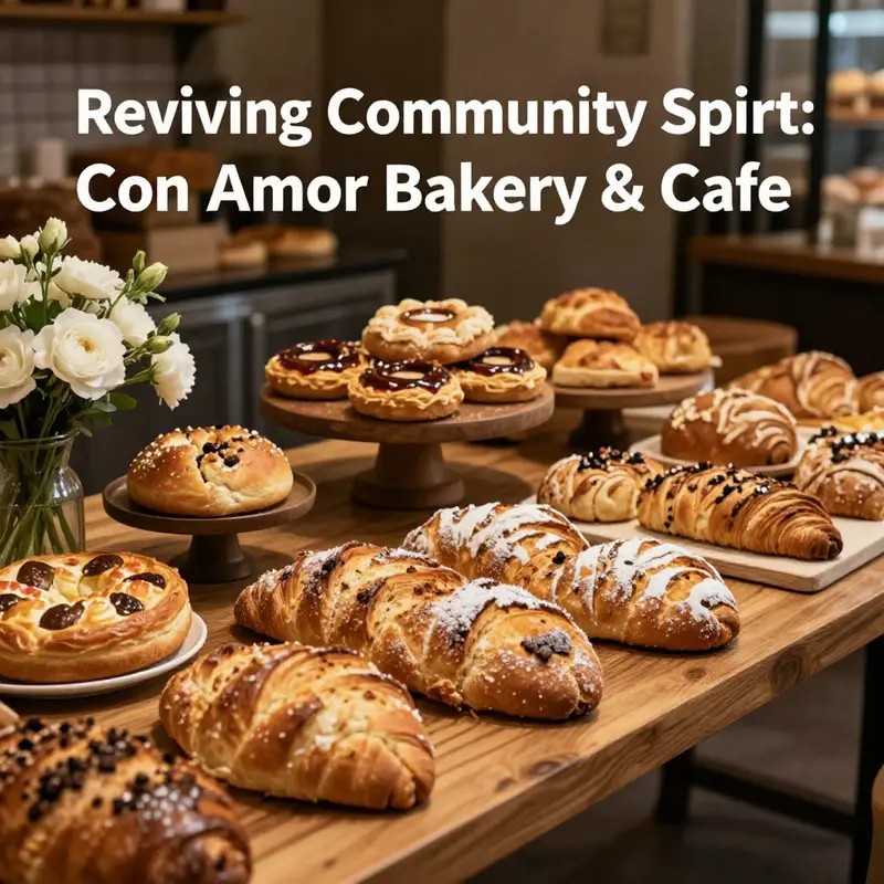 Artfully arranged baked goods on a table representing the community and love at the bakery.