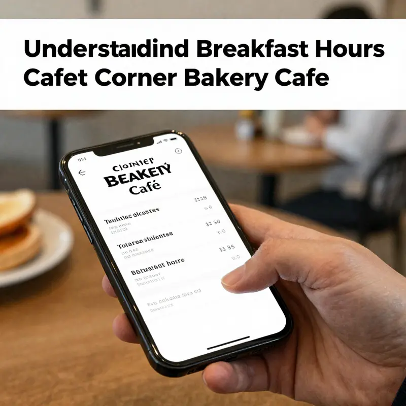 A serene morning scene showcasing popular breakfast items at Corner Bakery Cafe, highlighting the standard breakfast hours.