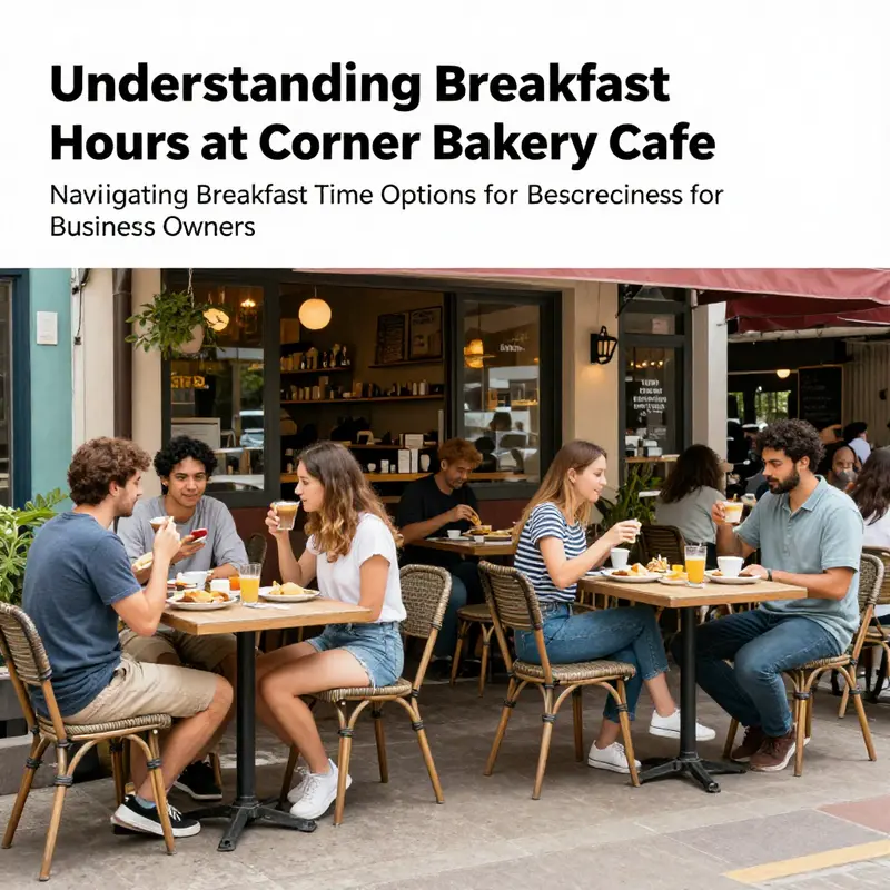 Customers enjoying breakfast at the Corner Bakery Cafe's outdoor seating area, reflecting a warm and inviting environment.