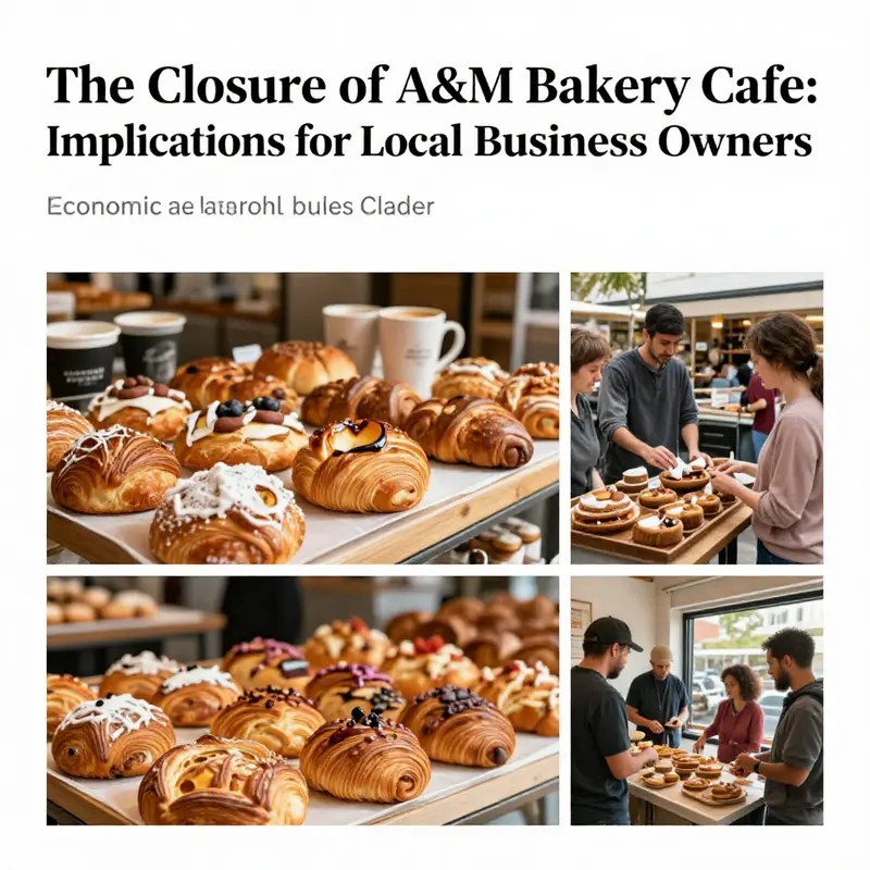 A photo collage showcasing the offerings of A&M Bakery Cafe, including baked goods and coffee, symbolizing the cafe's community spirit.