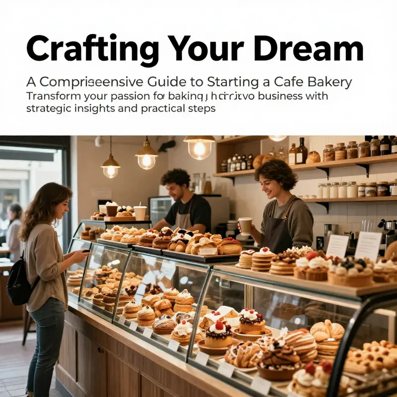 A cozy and bustling cafe bakery with a display of delicious pastries and customers enjoying their experiences.