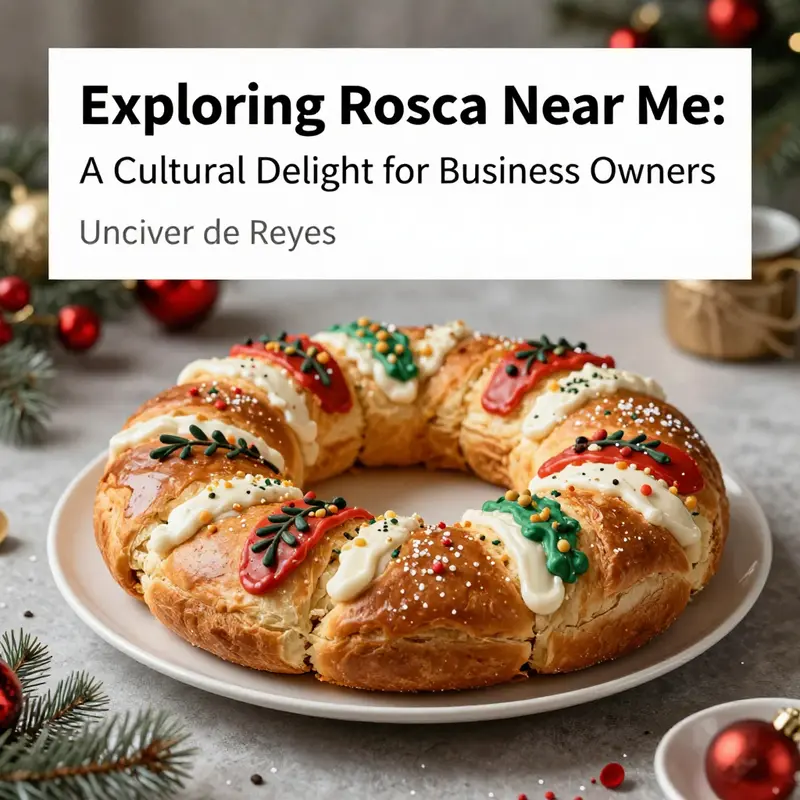 A decorative Rosca de Reyes cake amidst festive ornaments, highlighting cultural significance.