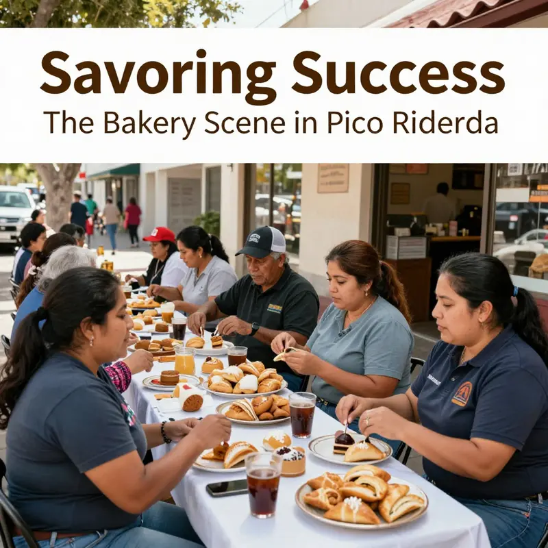 The lively ambiance of a popular Pico Rivera bakery, highlighting the variety of fresh baked goods available.