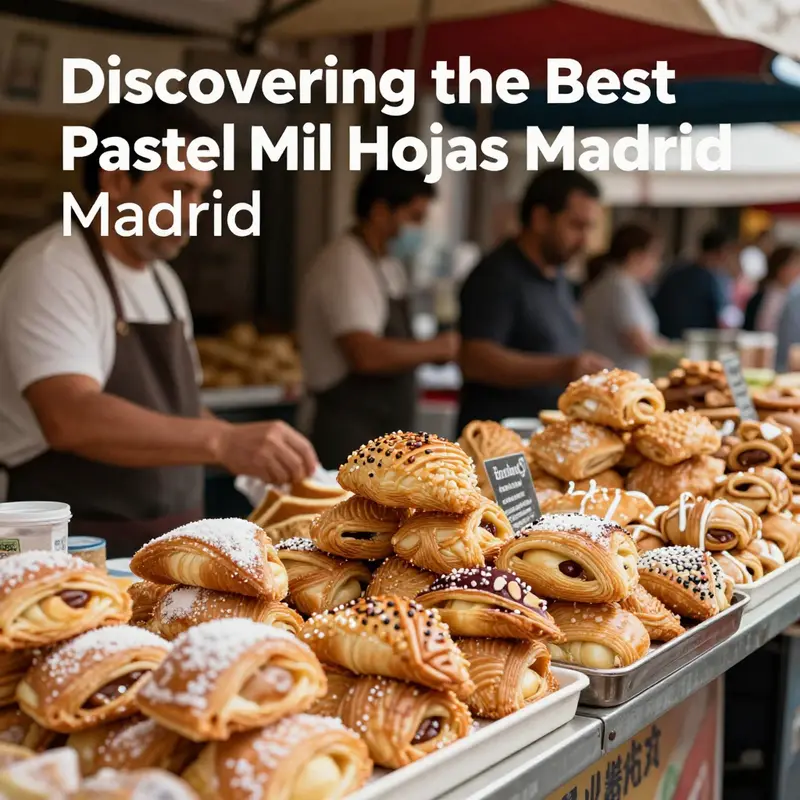An enticing selection of pastel mil hojas, highlighting the variety of options available in Madrid.