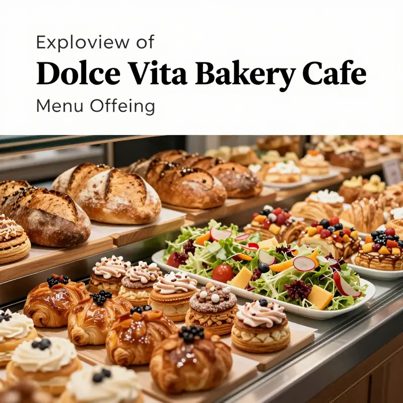 A vibrant display of the offerings at Dolce Vita Bakery Cafe, illustrating the variety and quality of baked goods.