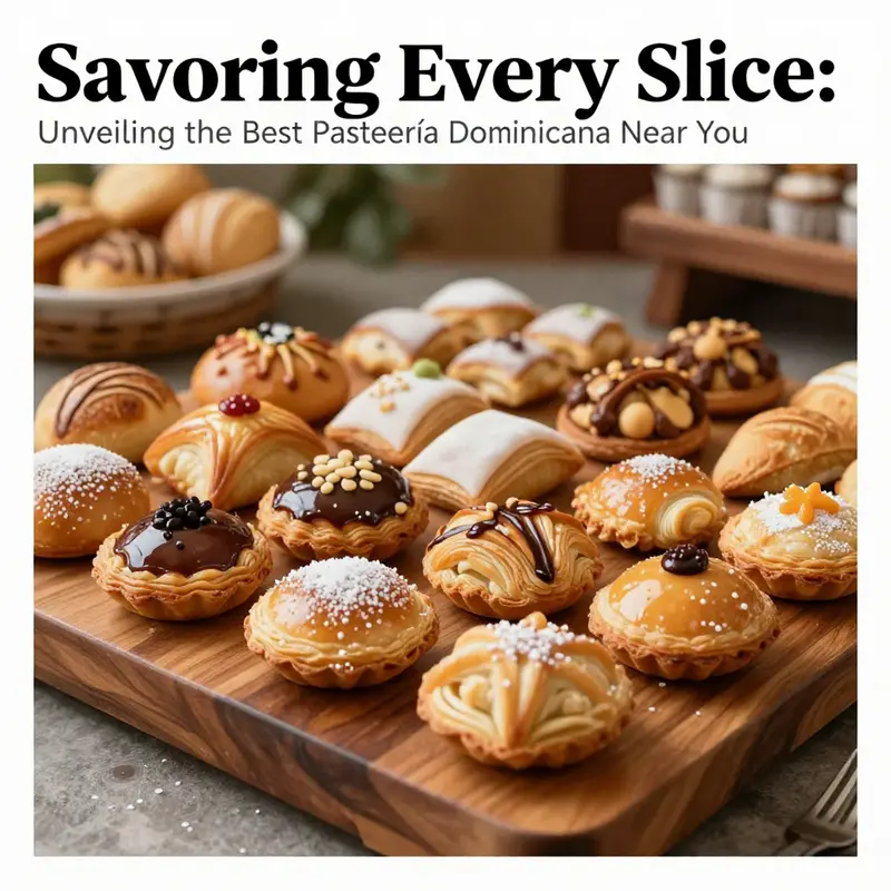An assortment of traditional Dominican pastries beautifully arranged on a wooden table.