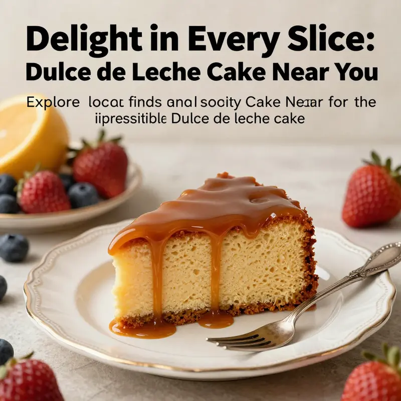 A delicious slice of dulce de leche cake displayed aesthetically for the readers.