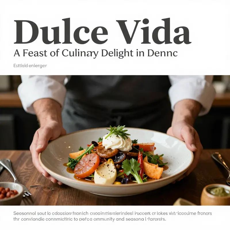 An artistic presentation of dishes from Dulce Vida, highlighting its Italian and Mediterranean specialties.