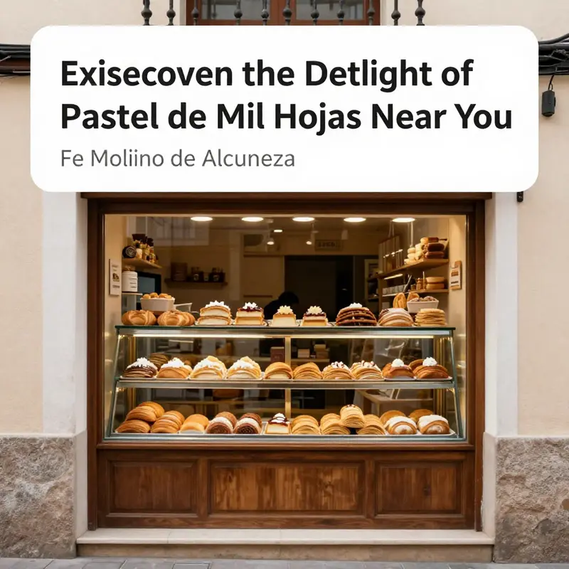 A picturesque bakery in Cuenca, Spain, known for its traditional pastel de mil hojas.
