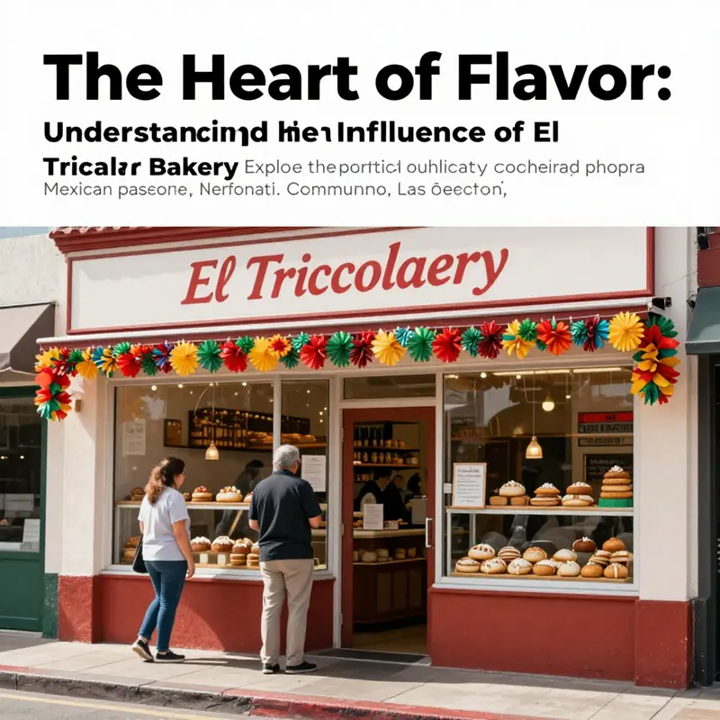 The charming storefront of El Tricolor Bakery, showcasing colorful decorations and an inviting atmosphere for customers.