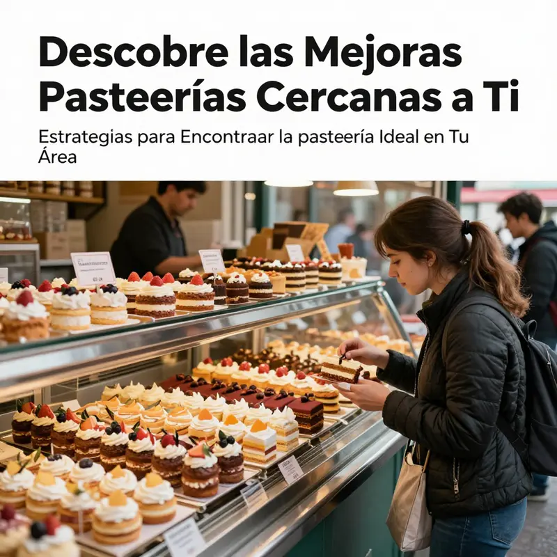 Un escaparate de pastelería lleno de coloridos pasteles y clientes admirando los productos.