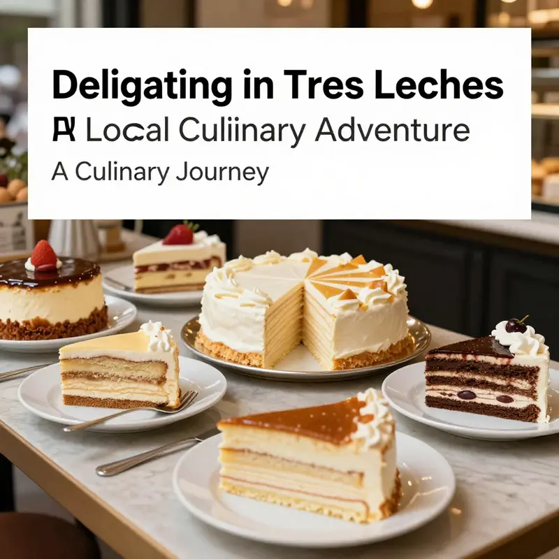 A delightful array of tres leches cakes at a local bakery, showcasing their textures and flavors.