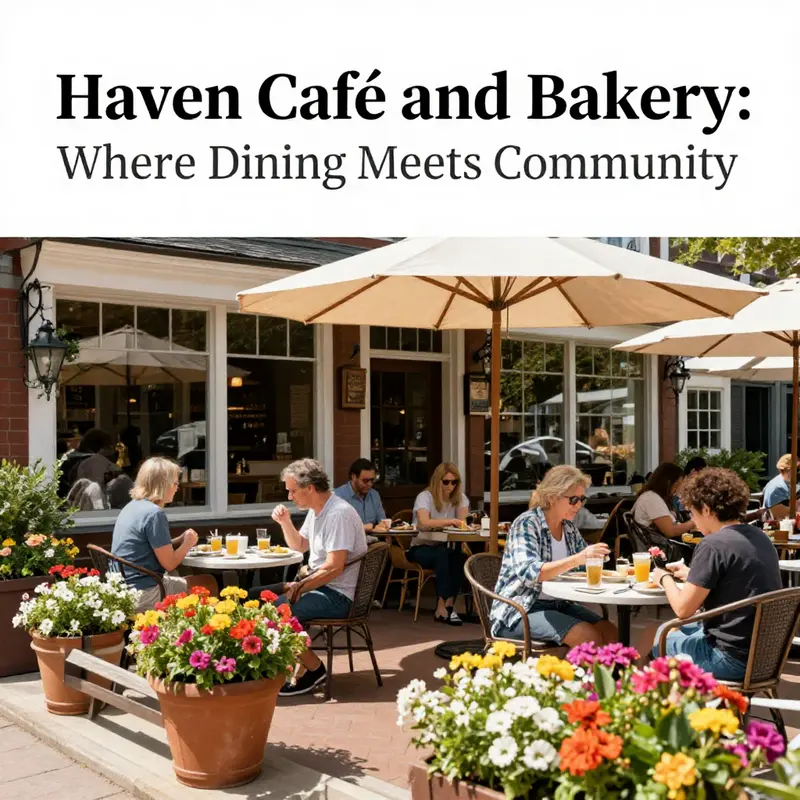 The charming exterior of Haven Café and Bakery, an inviting space for patrons to enjoy their meals.