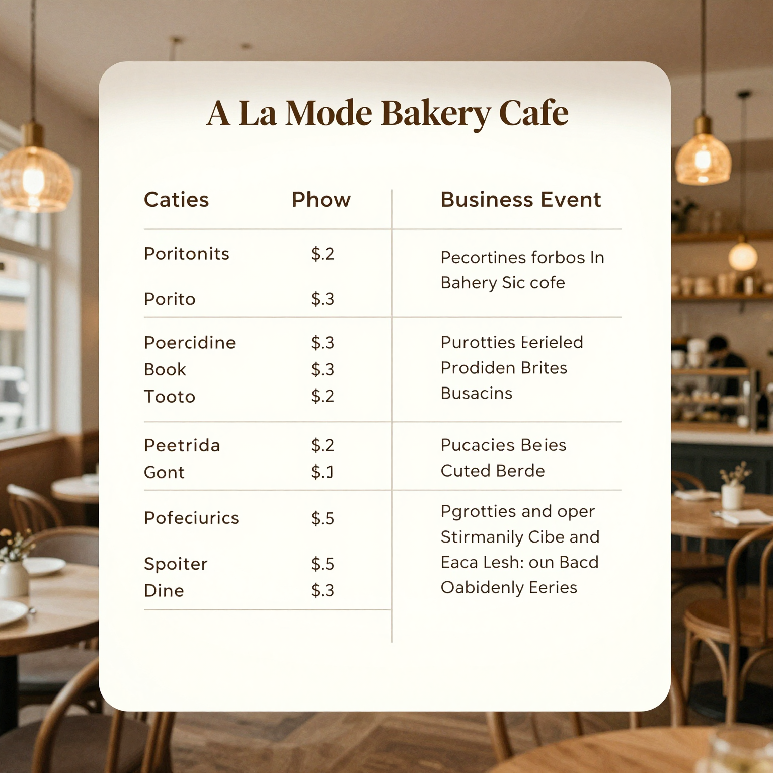A La Mode Bakery Cafe Catering Options