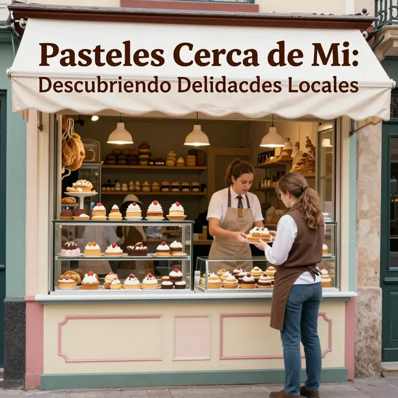 Captura de pantalla de una búsqueda en una aplicación de mapas mostrando pastelerías cercanas.