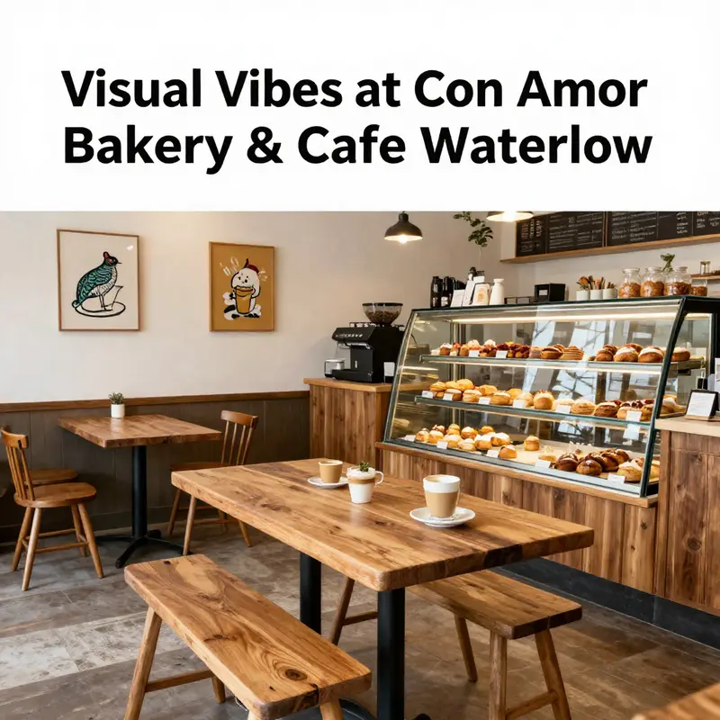 The inviting ambiance that defines Con Amor Bakery & Cafe, showcasing its unique interior and dessert offerings.