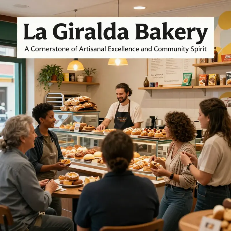 A colorful array of artisanal pastries and cakes highlighting La Giralda Bakery’s creative approach to baking.