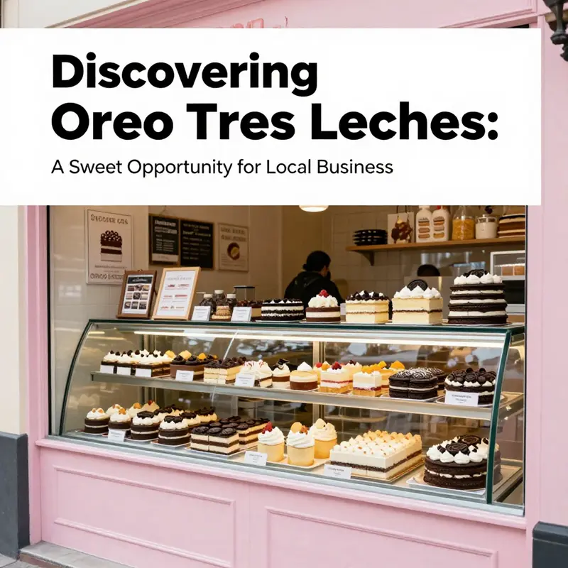 A local bakery’s eye-catching display featuring Oreo Tres Leches cake to attract customers.