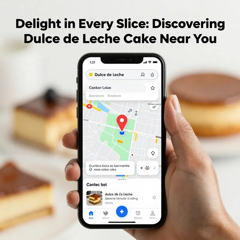 Locating nearby dulce de leche cake options through online mapping tools.