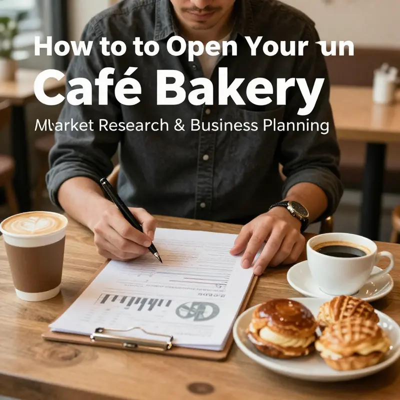 Entrepreneur analyzing market trends and data to define the café bakery’s unique value proposition.