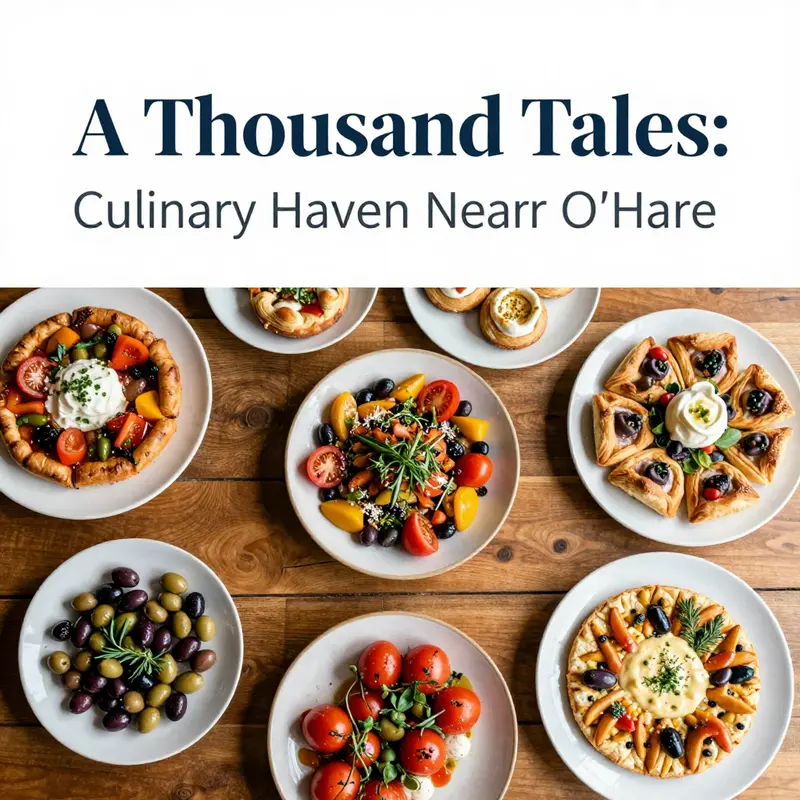 A vibrant array of Mediterranean dishes and baked goods emphasizes the culinary diversity at A Thousand Tales.