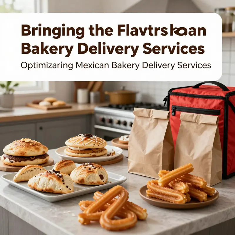 A well-prepared kitchen showcasing fresh Mexican bakery products alongside packaging for delivery.
