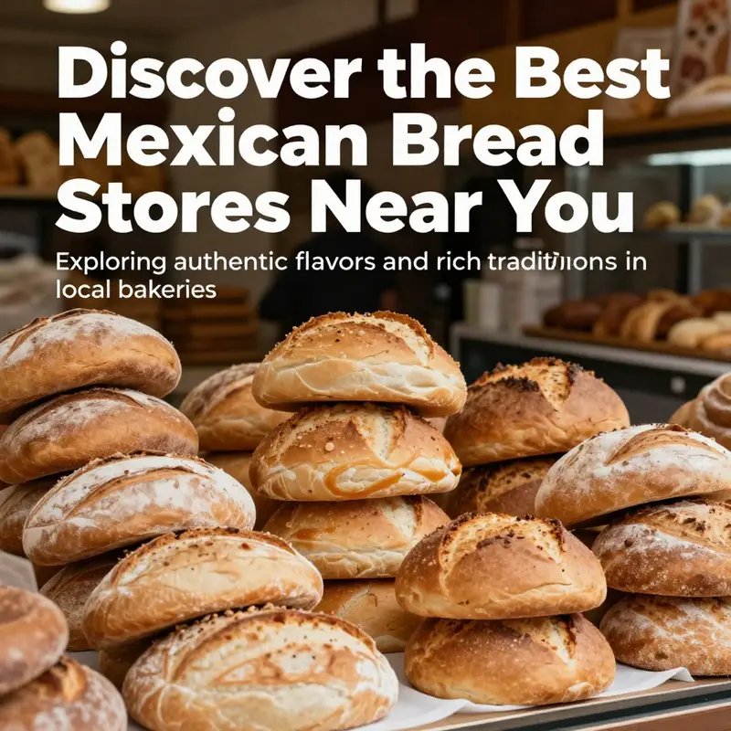 A collection of traditional Mexican breads displayed in a charming bakery.