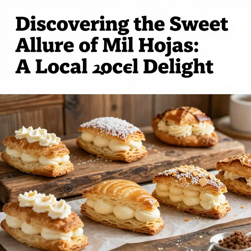 A delicious arrangement of Mil Hojas pastries showcasing their layers and creamy texture on a rustic surface.
