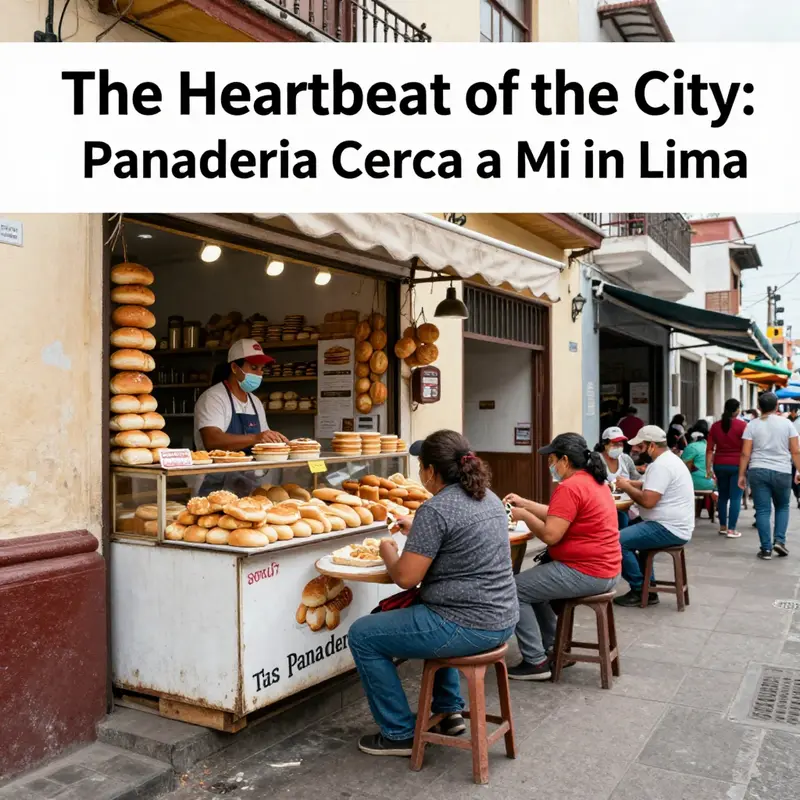 A popular panaderia in Lima filled with fresh goods and happy customers enjoying the local flavors.