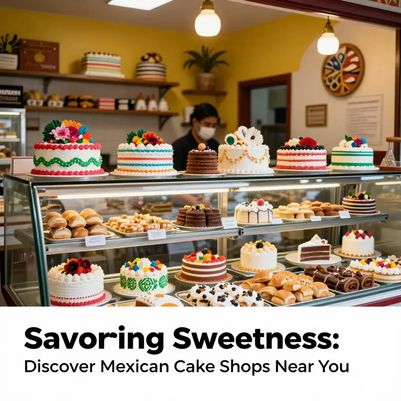 A vibrant selection of cakes at a popular local Mexican cake shop, showcasing the traditional flair and community spirit.