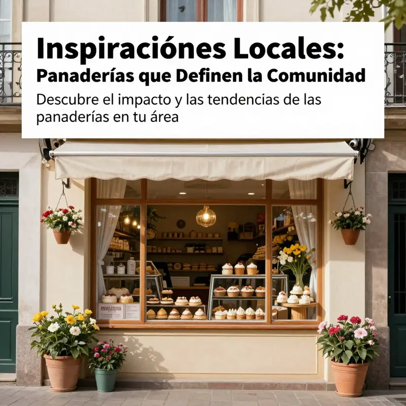 Exterior de una panadería local con decoración cálida y diversos productos horneados visibles.