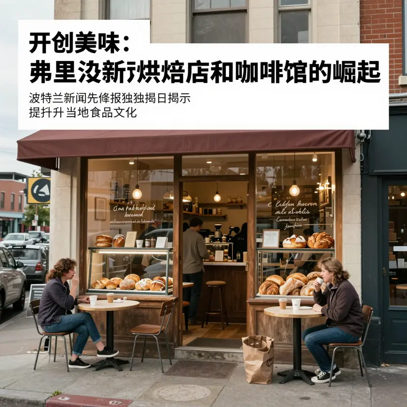描绘波特兰市区的新烘焙店与咖啡馆，展现出人们享受美食的幸福时光。