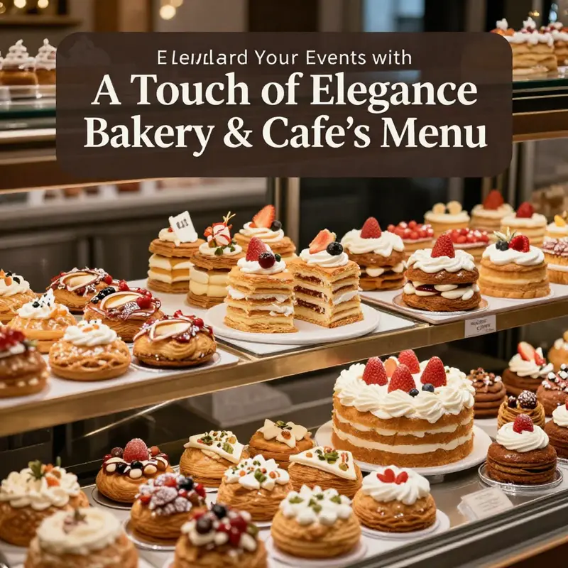 An exquisite array of baked goods and cakes featured at A Touch of Elegance Bakery & Cafe.