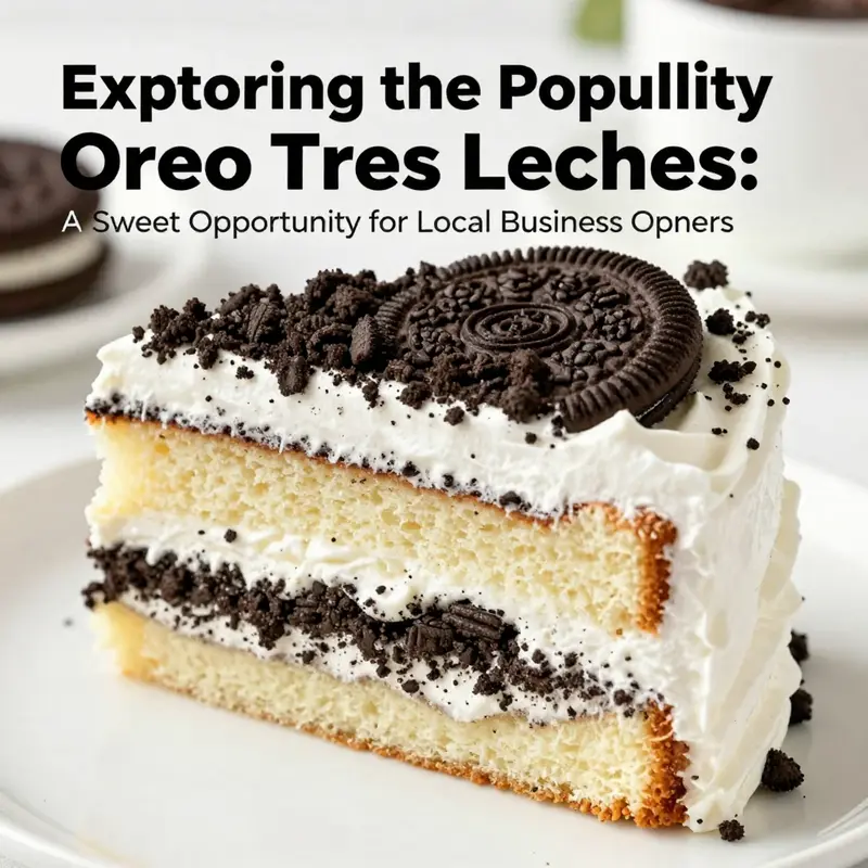 A local bakery’s eye-catching display featuring Oreo Tres Leches cake to attract customers.
